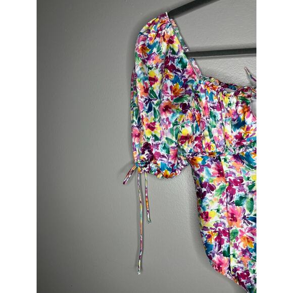 For Love and Lemons Watercolor Exclusive Floral Bow Cut Out Bodysuit NWT Size XS - Picture 7 of 13